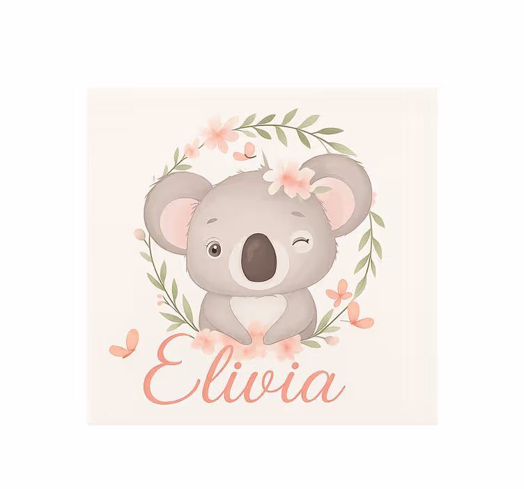 Persiana enrollable personalizable koala con nombre - TenVinilo
