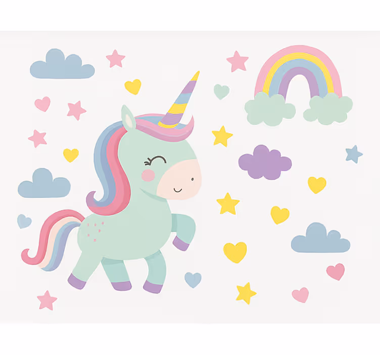 Persiana enrollable infantil diseño de unicornio colorido - TenVinilo