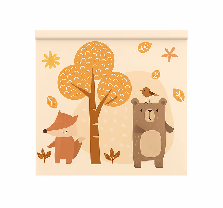 Persiana enrollable infantil animales del bosque beige - TenVinilo