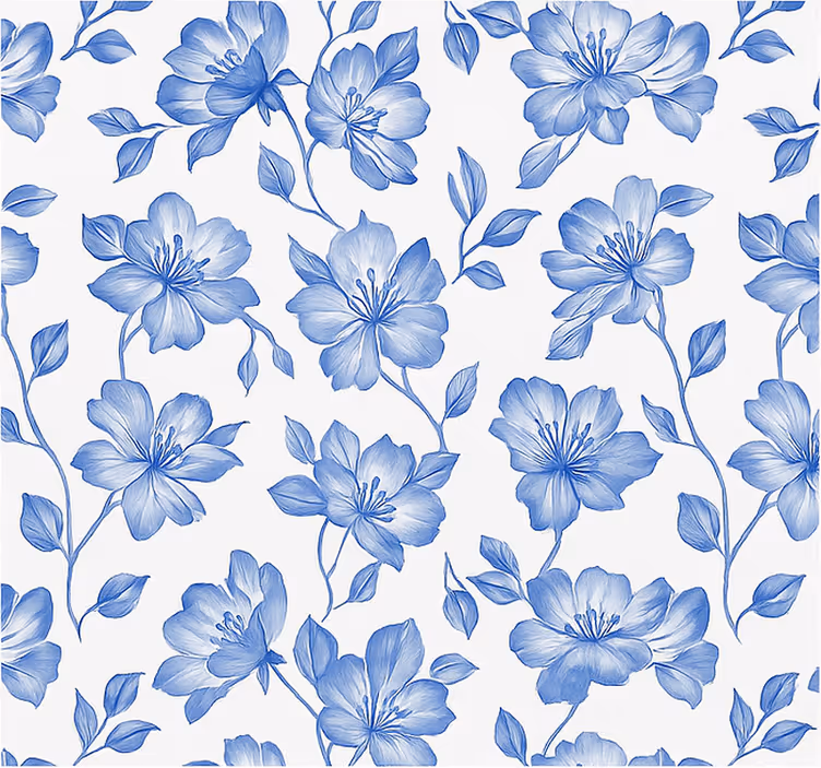 Persiana enrollable cuarto matrimonio floral azul y blanco - TenVinilo