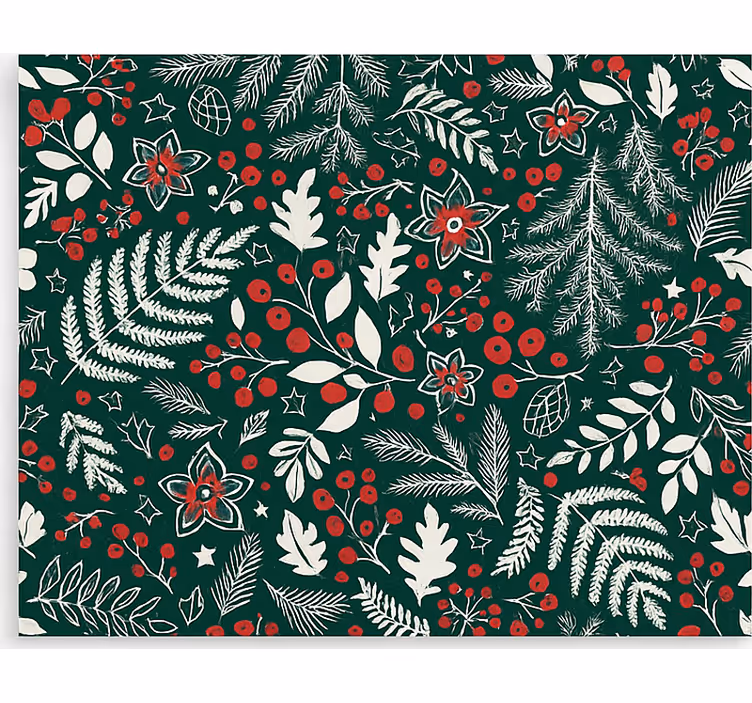 Persiana enrollable salón patrón floral navideño - TenVinilo