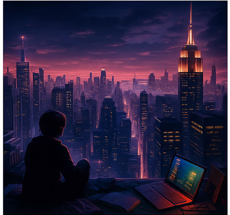 Persiana enrollable geek vista de jugador de rascacielos futurist - TenVinilo