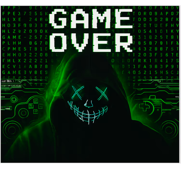 Persiana enrollable geek game over hackeado y enmascarado - TenVinilo