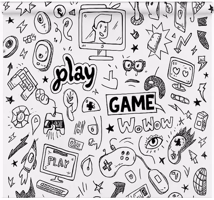 Persiana enrollable geek diseño de juego en blanco y negro - TenVinilo