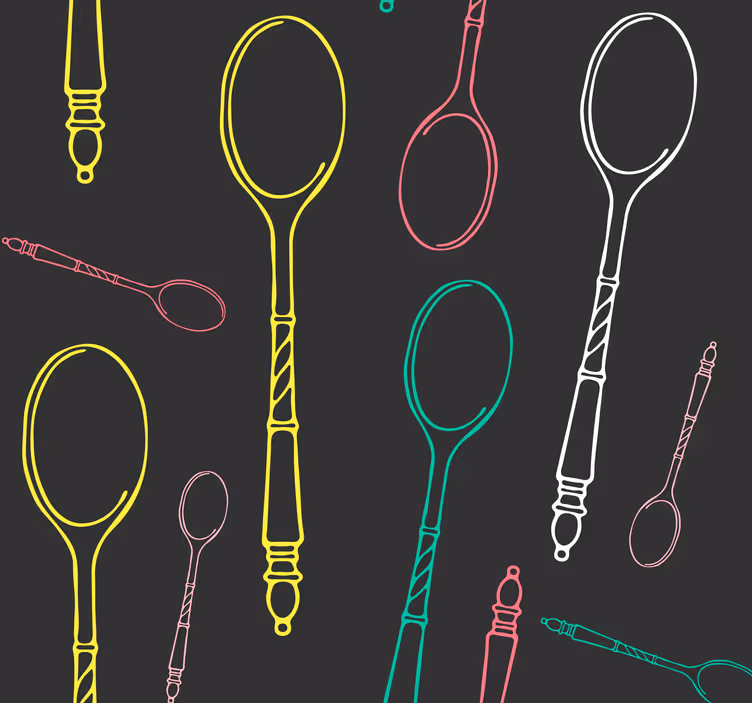 Persiana enrollable para cocina dibujo de utensilios neón - TenVinilo