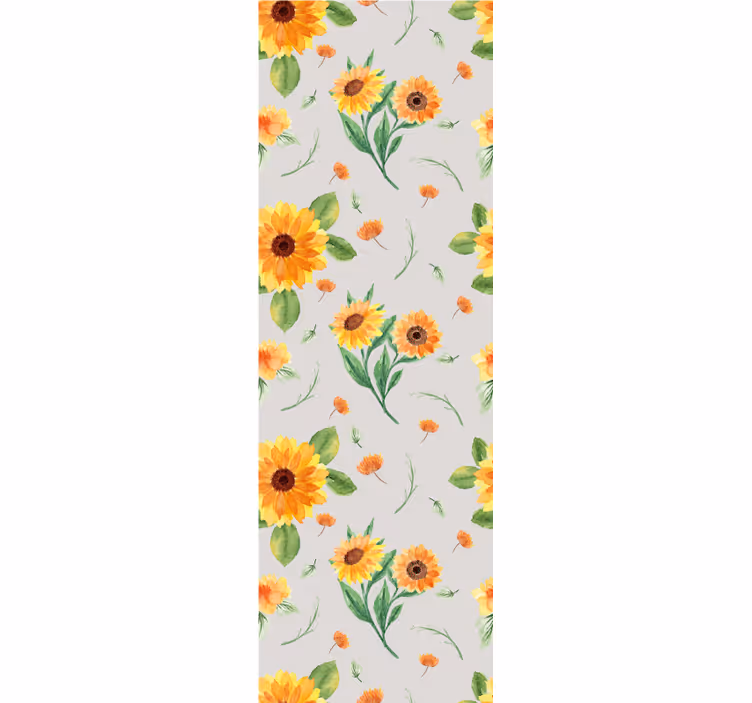 Persiana enrollable para cocina patrón acuarela girasol - TenVinilo