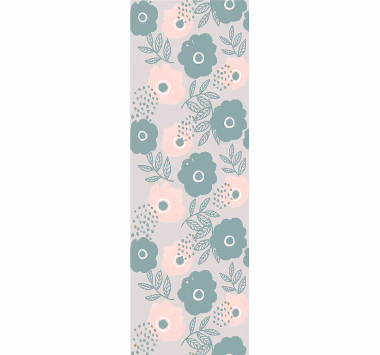 Persiana enrollable para comedor flores acuarela rosa y azul - TenVinilo