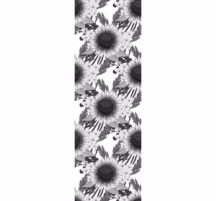 Persiana enrollable para comedor girasoles blancos y negros - TenVinilo