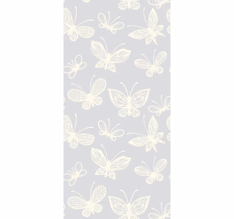 Persiana enrollable infantil patrón mariposas gris y blanco - TenVinilo