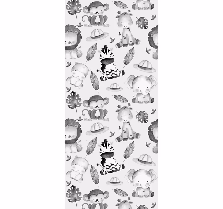Persiana enrollable infantil animales de zoo grises - TenVinilo