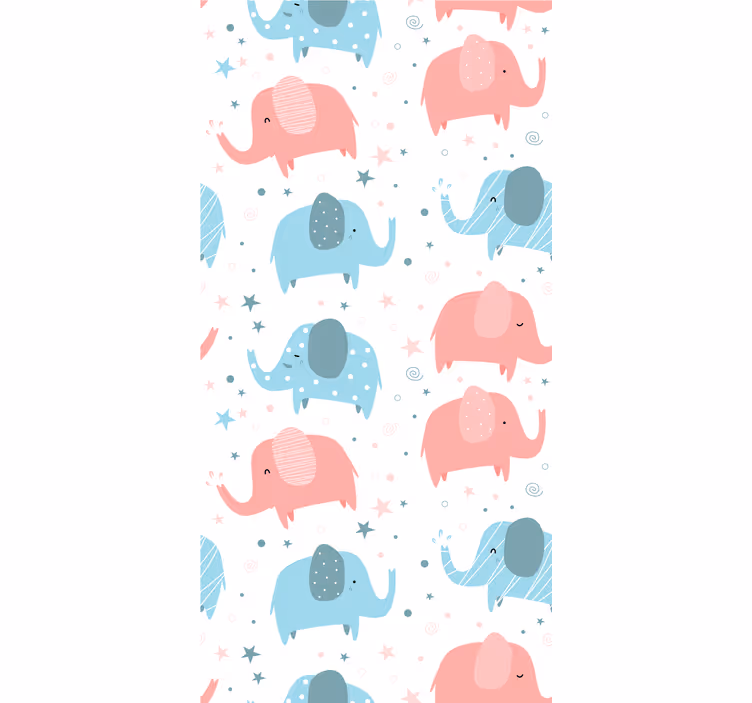 Persiana enrollable infantil elefante rosa y azul - TenVinilo