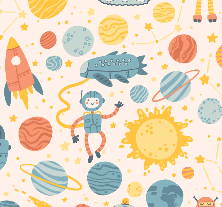 Persiana enrollable infantil escena de aventura espacial - TenVinilo