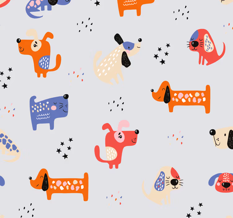 Persiana enrollable infantil perros ilustrados - TenVinilo