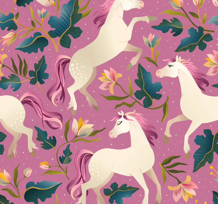 Persiana enrollable infantil diseño de caballo rosa floral - TenVinilo