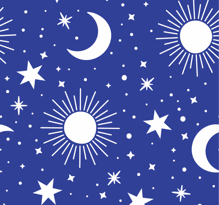 Persiana enrollable juvenil fondo azul estrellas y lunas - TenVinilo