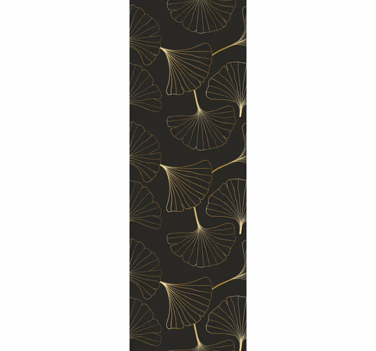 Persiana enrollable moderno hojas de ginkgo charcoal oro - TenVinilo