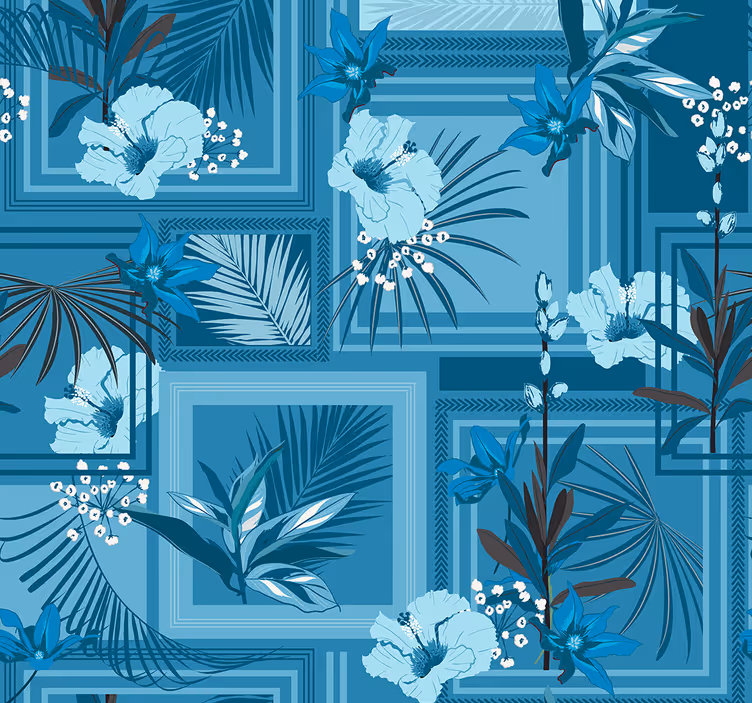 Persiana enrollable para baño estampado floral azul - TenVinilo