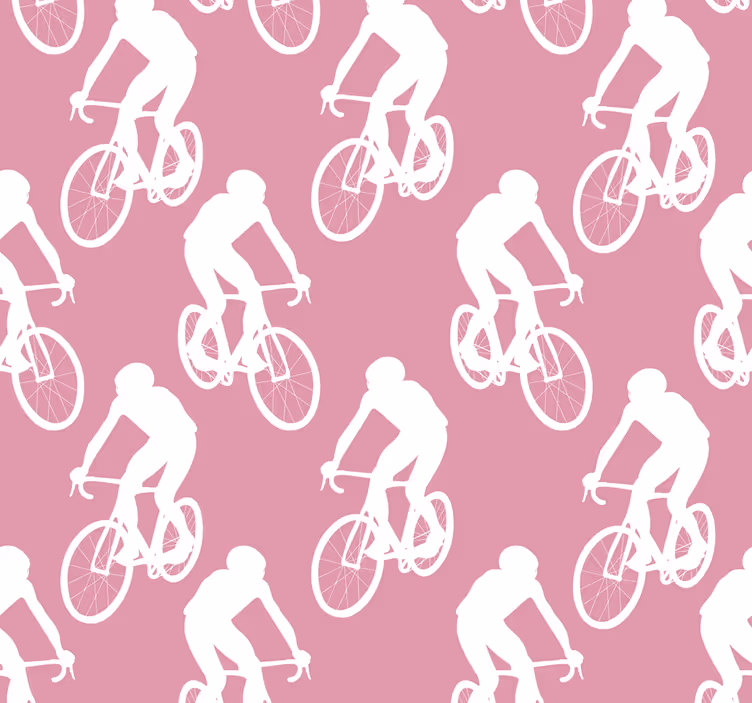 Persiana enrollable rosa patrón de ciclistas blancos - TenVinilo