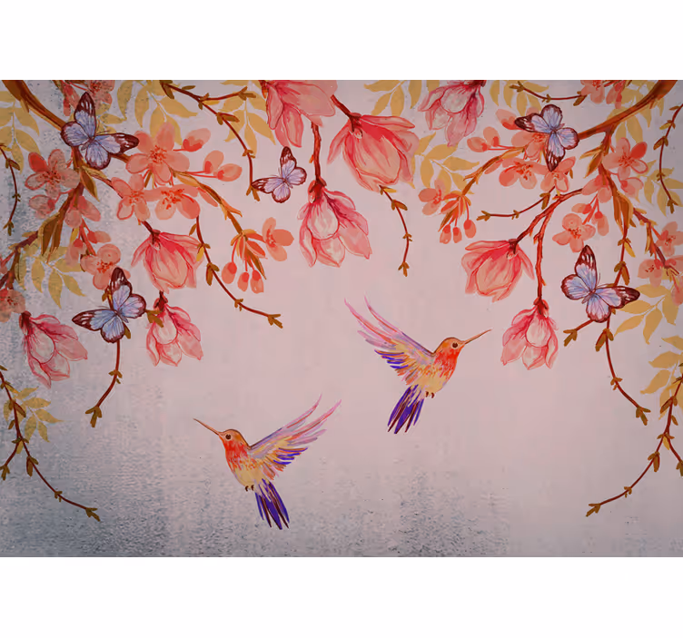 Persiana enrollable para cocina magnolia y aves estilo chino - TenVinilo