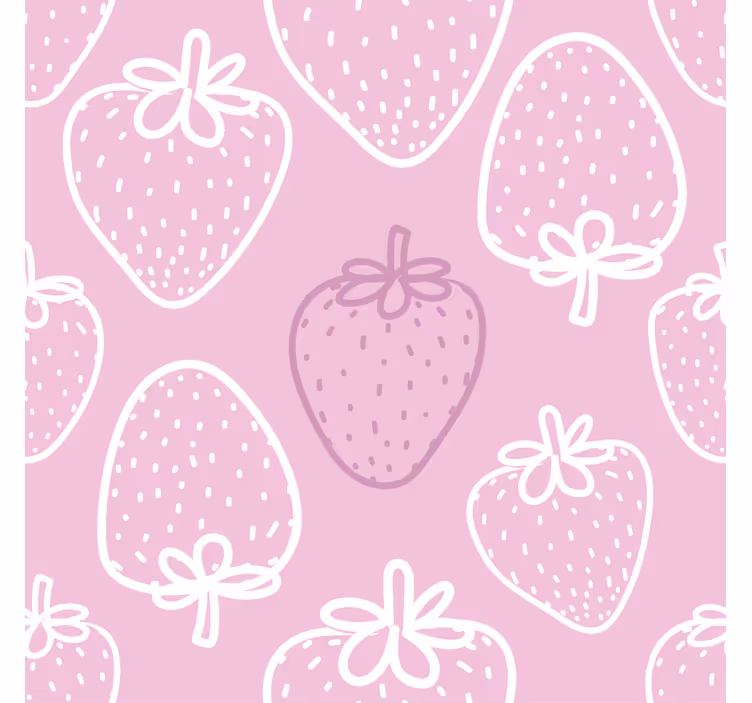 Persiana enrollable para cocina patrón de fresas rosas - TenVinilo