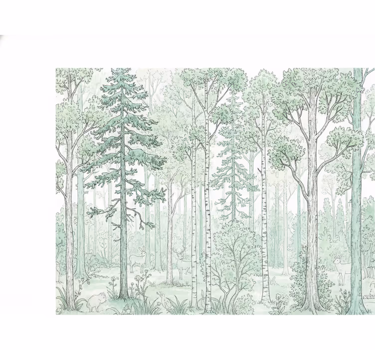 Persiana enrollable blanca dibujo de bosque menta - TenVinilo