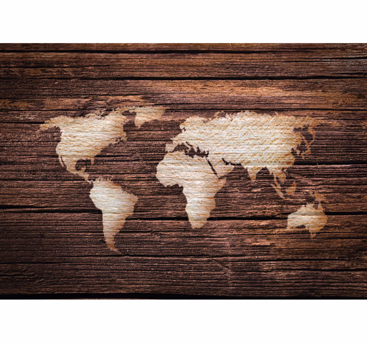 Persiana enrollable salón mapa mundial madera marrón - TenVinilo
