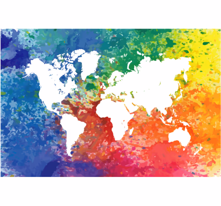 Persiana enrollable salón mapa mundi artístico colorido - TenVinilo