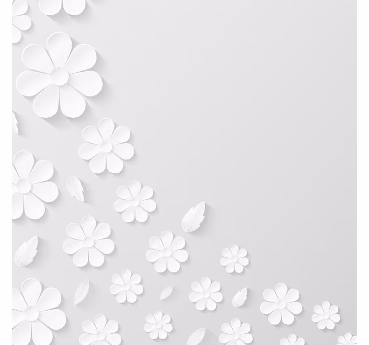 Persiana enrollable blanca fondo de flores en papel - TenVinilo