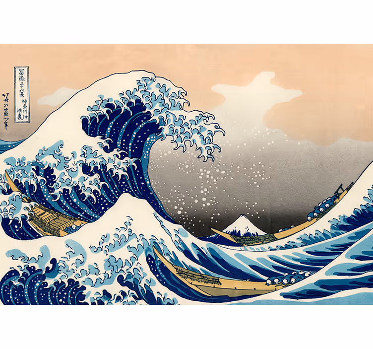 Persiana enrollable salón mural de la ola de hokusai - TenVinilo