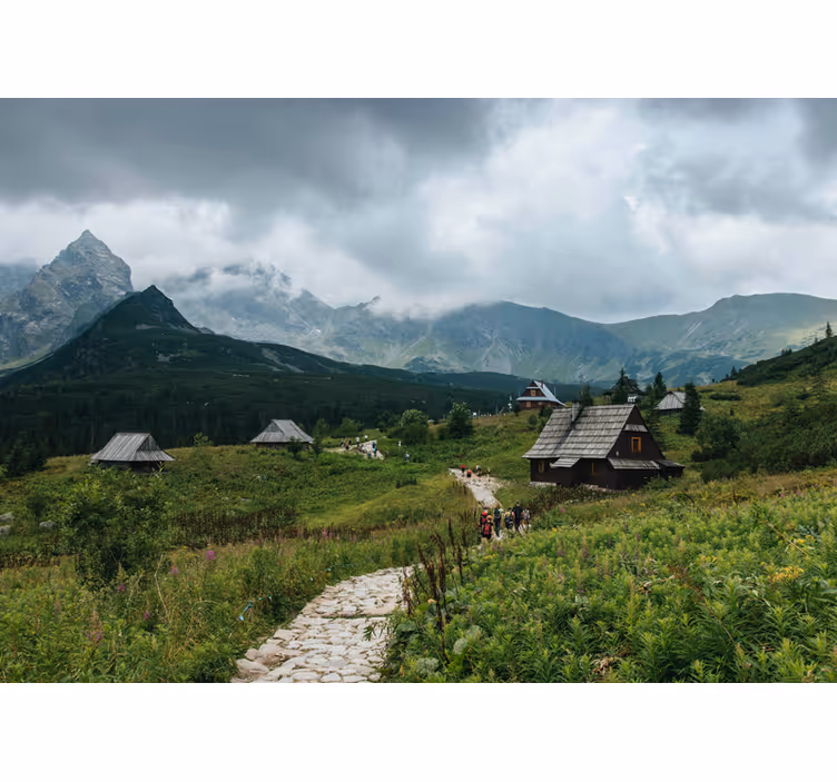 Persiana enrollable verde casas de madera en los tatras - TenVinilo