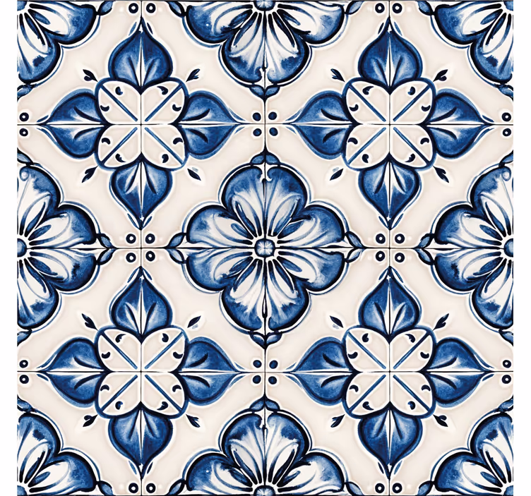 Persiana enrollable azul patrón floral azul - TenVinilo