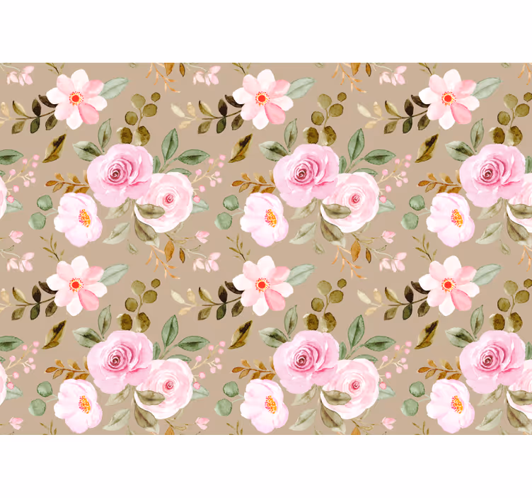 Persiana enrollable salón textura vintage rosas beige - TenVinilo