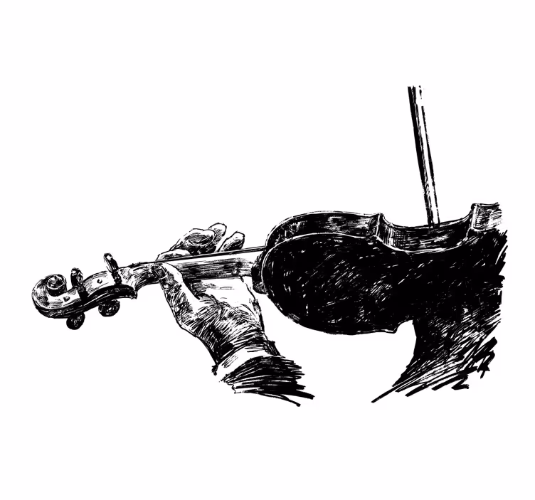 Persiana enrollable salón músico de violín dibujado a mano - TenVinilo