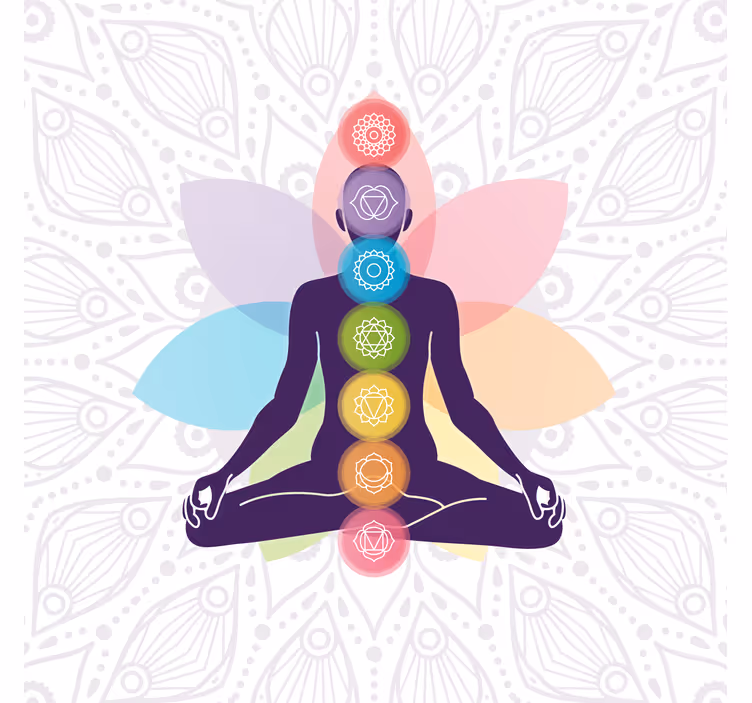 Persiana enrollable salón símbolos de los siete chakras - TenVinilo