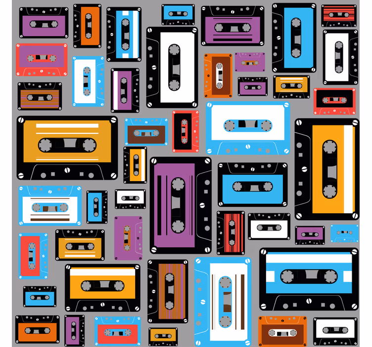 Persiana enrollable salón diseño cassette retro 80s - TenVinilo