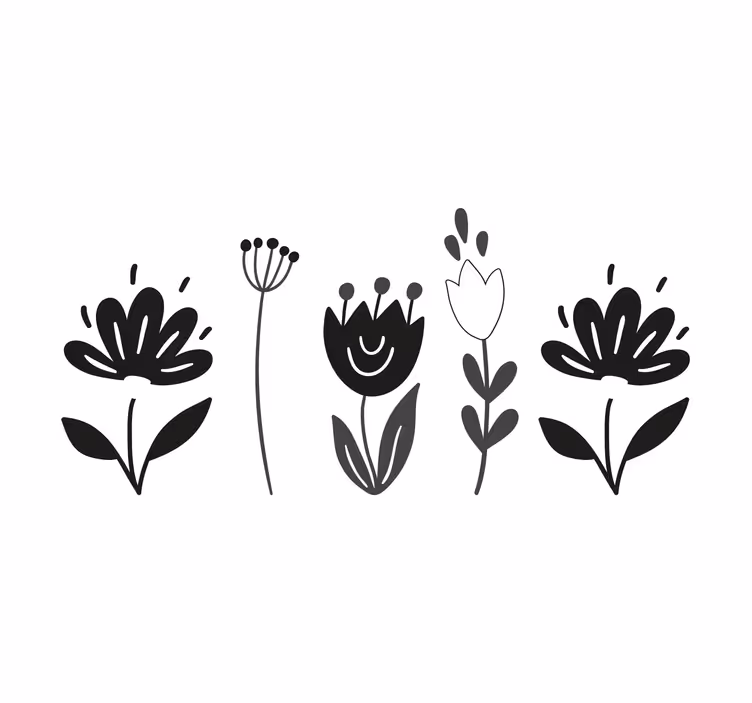 Persiana enrollable salón flores blanco y negro - TenVinilo