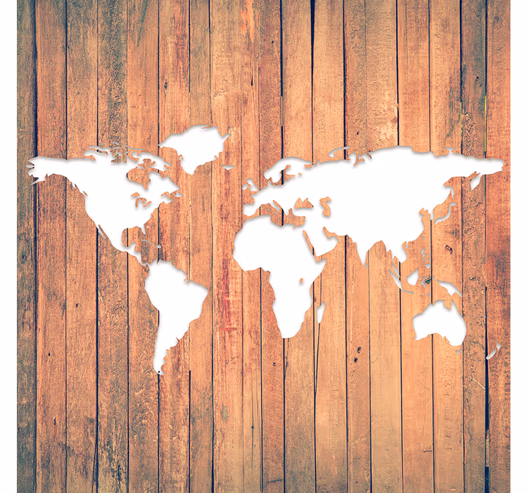 Persiana enrollable salón mapa del mundo en madera - TenVinilo