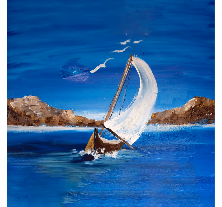 Persiana enrollable salón barcos de vela en lienzo - TenVinilo