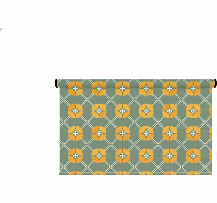Persiana enrollable verde con diseño floral vintage - TenVinilo