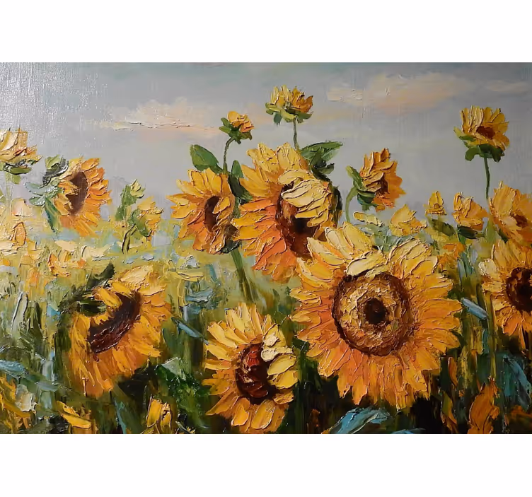Persiana enrollable salón campo de girasoles pintados - TenVinilo
