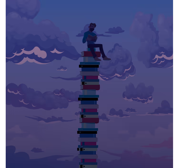 Persiana enrollable salón ilustración torre de libros - TenVinilo