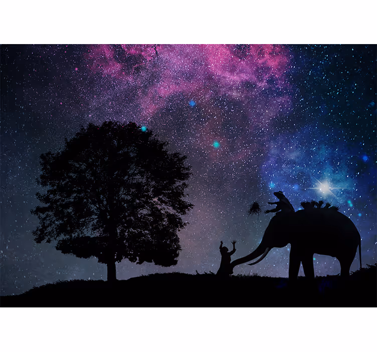 Persiana enrollable salón noche estrellada elefante - TenVinilo