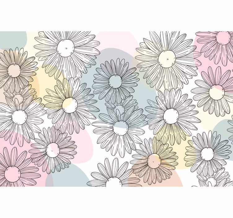 Persiana enrollable salón formas y flores kawaii - TenVinilo
