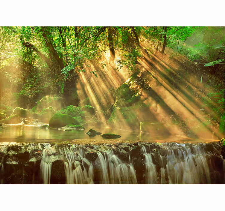 Persiana enrollable salón cascada pequeña en bosque - TenVinilo
