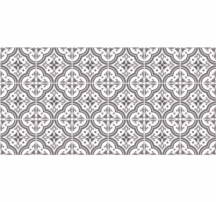 Persiana enrollable gris azulejos y flores - TenVinilo