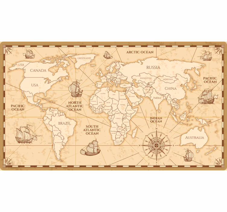 Persiana enrollable beige diseño mapa mundi vintage - TenVinilo