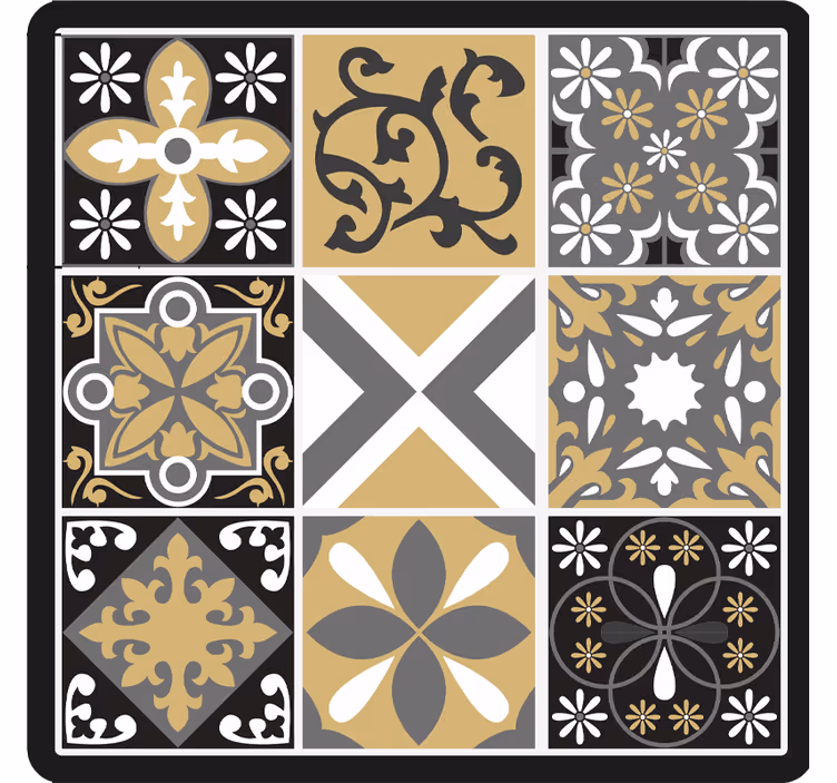 Persiana enrollable para cuarto azulejos dorados y plateados - TenVinilo