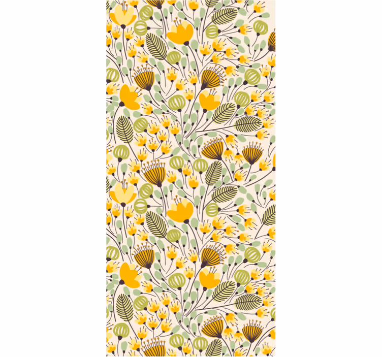 Persiana enrollable para cuarto encaje floral amarillo - TenVinilo