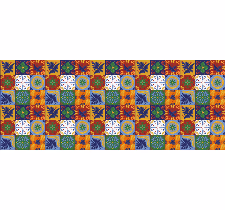 Persiana enrollable para cuarto azulejos mexicanos coloridos - TenVinilo