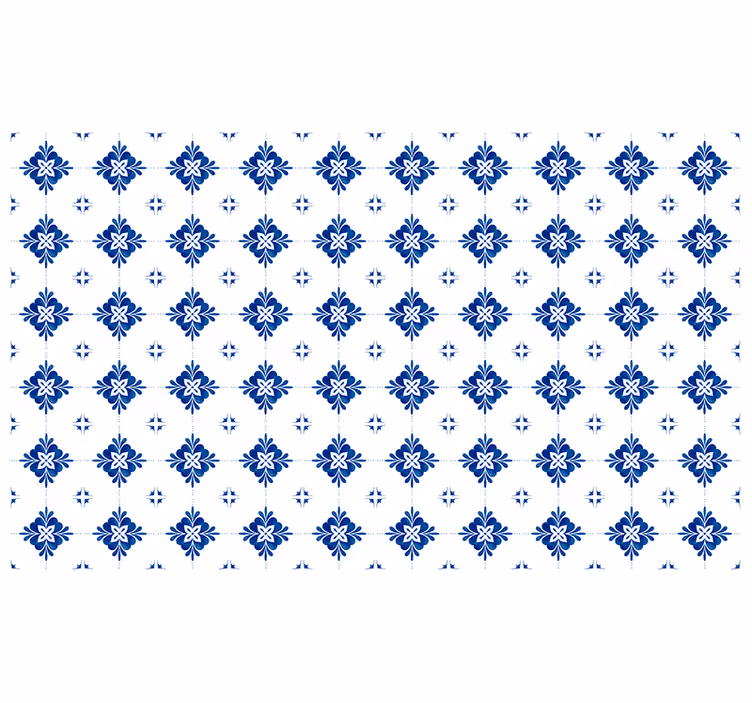 Persiana enrollable para cuarto azulejo azul vintage - TenVinilo